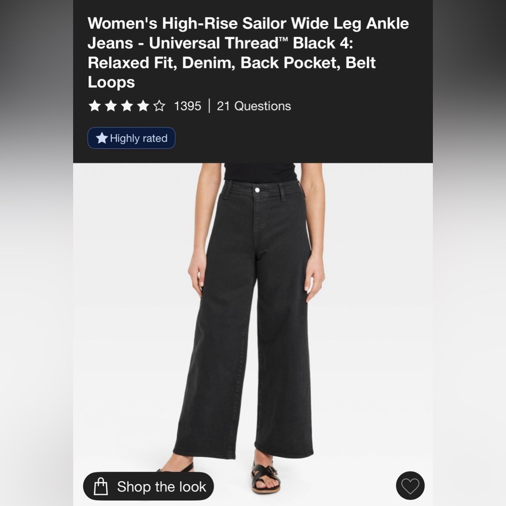 Universal Thread Wide Leg High-Rise Ankle Jeans - Black - only worn once
